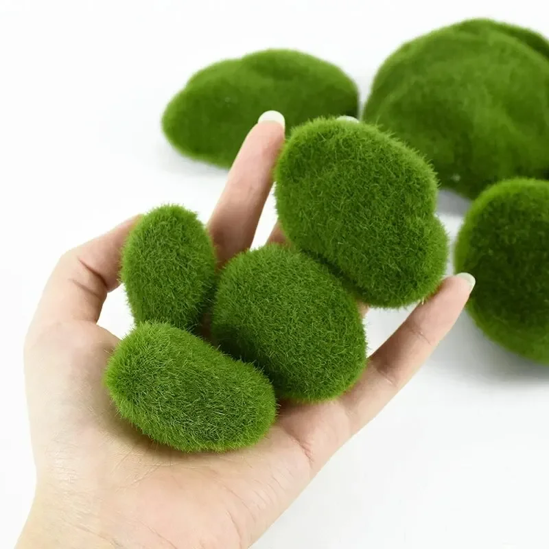 Terrarium Moss Art - หินมอสจำลอง 10 ชิ้น หินมอสเทียม ลูกบอลมอสปลอม ต้นไม้ประดิษฐ์สีเขียว