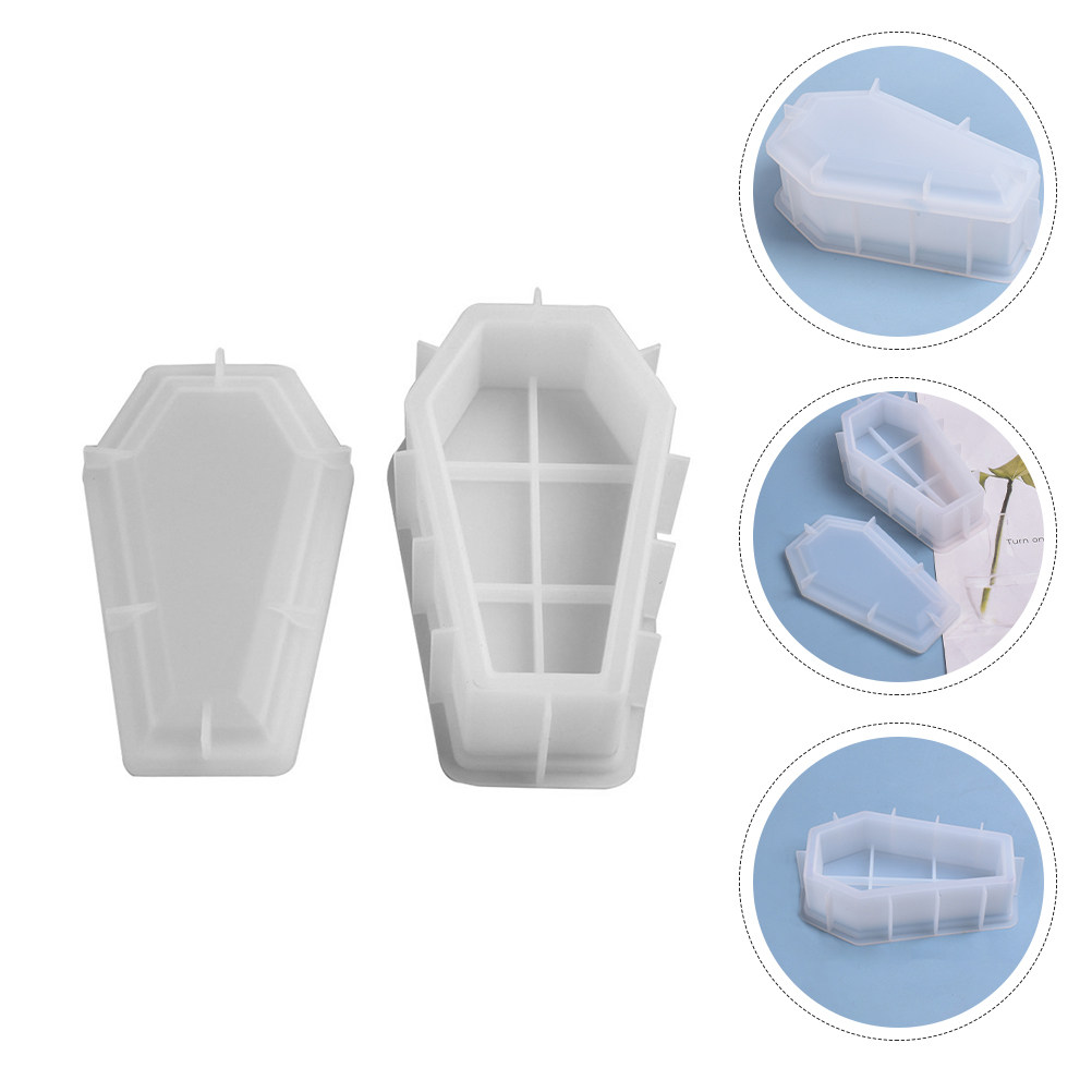 Silicone Mold Tray - 1 ชุดแม่พิมพ์โลงศพ ถาดซิลิโคนเกรดพรีเมียมสำหรับอาหาร แม่พิมพ์อีพ็อกซี่คริสตัล DIY สำหรับตกแต่งโต๊ะฮาโลวีน