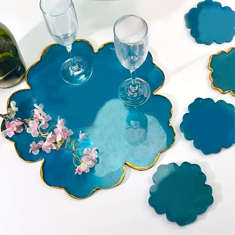 Flower Preservation Resin - แม่พิมพ์ซิลิโคนรูปดอกไม้ขนาดใหญ่ 5 ชิ้น สำหรับทำฐานรองแก้ว ถาดเก็บของเรซิ่นขนาดใหญ่ เหมาะสำหรับงานออกแบบเอง