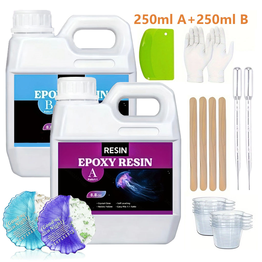 Resin Jewelry Kit - ชุดเรซินหล่อใส 125 มล./250 มล. ปราศจากฟองอากาศ สำหรับงานฝีมือ