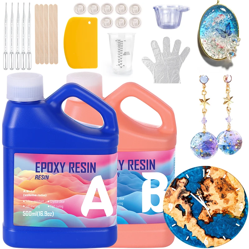 Resin Jewelry Kit - ชุดอีพ็อกซี่เรซิ่นผสมง่าย ใสเหมือนคริสตัล ไม่มีฟองอากาศ ไม่เหลือง ทนทานต่อรังสียูวี สำหรับงาน
