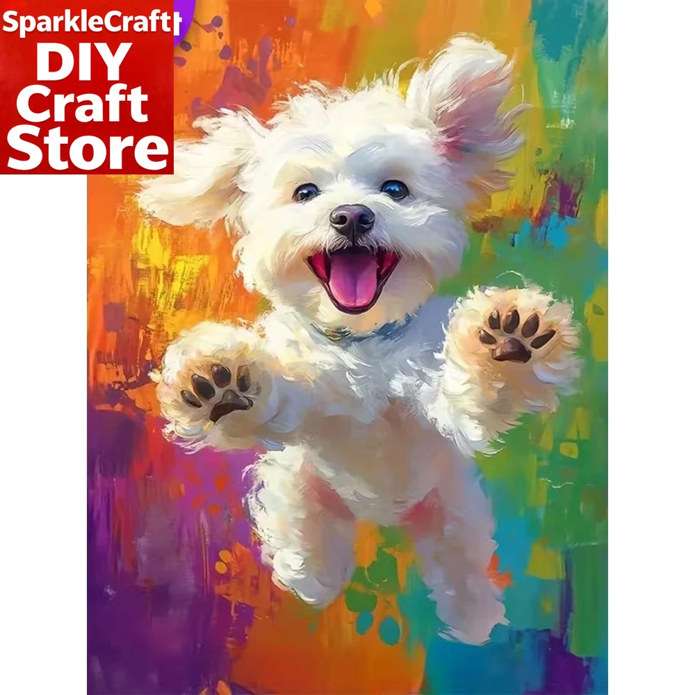 Resin Craft For Beginners - ชุดงานฝีมือเพชร DIY แบบไร้กรอบ 1 ชิ้น ลายสุนัข