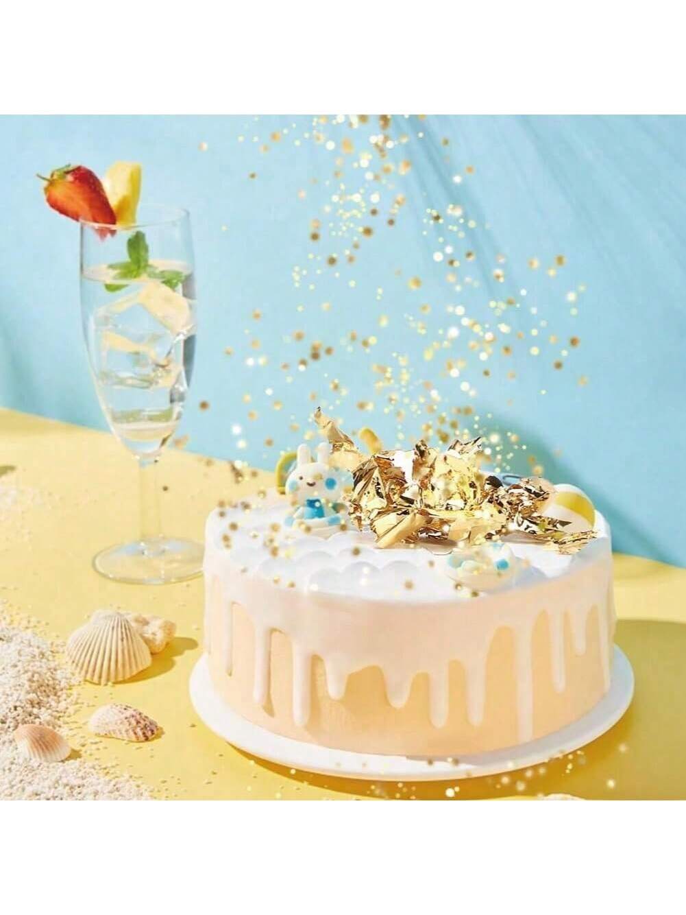 แผ่นทองคำเปลว สำหรับตกแต่งเค้ก - Gold Foil Flakes บทวิจารณ์และราคา